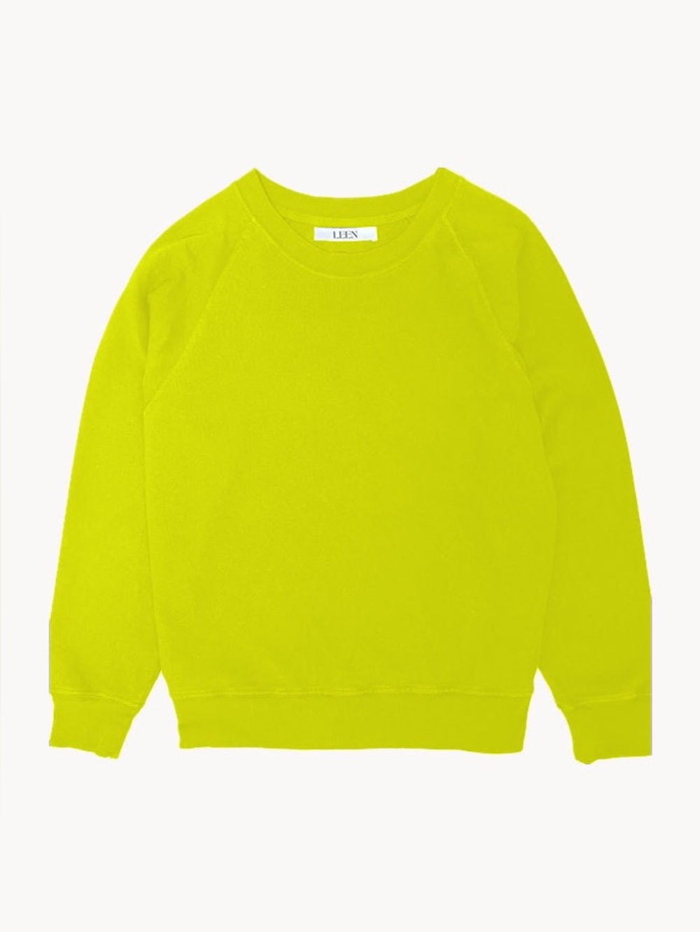 LEEN Oak Raglan Heavy Jersey Sweatshirt Size Small citron